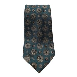 Oscar De La Renta Teal Medallion Print Tie